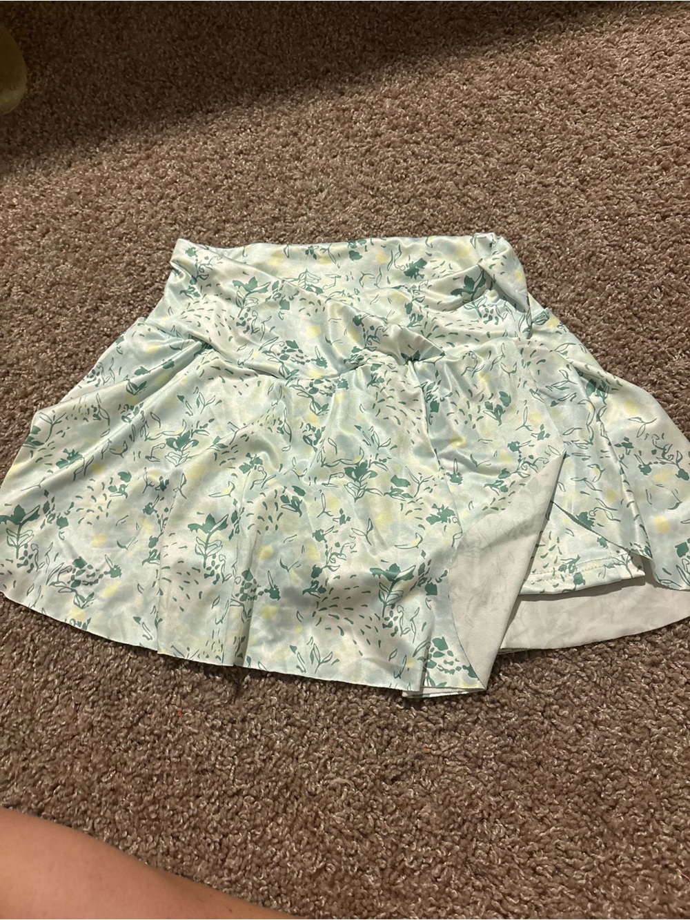 SHEIN Mint Green Floral A-Line Mini Skirt